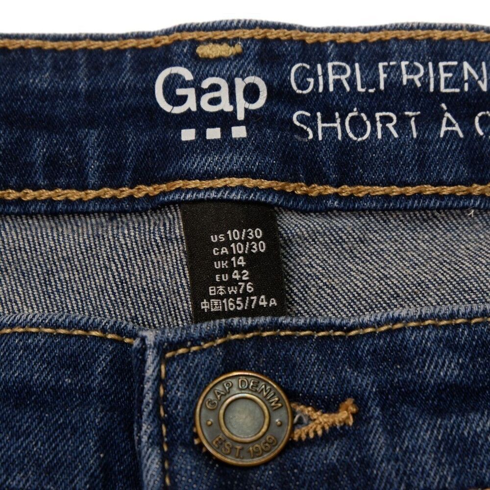 Gap Outlet Shorts Womens Size 10/30 Girlfriend Cuffed Blue Denim Measures W34 - Picture 4 of 7